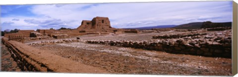 Framed Landscape view of church ruins, Pecos National Historical Park, New Mexico, USA Print