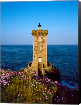Framed Lighthouse at the coast, Kermorvan Lighthouse, Finistere, Brittany, France Print