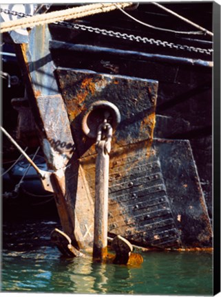 Framed Anchor of a Tall ship in Douarnenez harbor, Finistere, Brittany, France Print