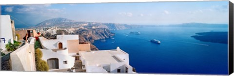 Framed High angle view of a town at coast, Santorini, Cyclades Islands, Greece Print