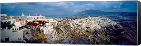 Framed Buildings along rugged hillside, Santorini, Greece Print