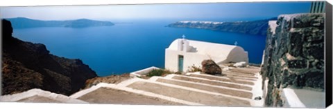 Framed Steps leading to church, Santorini, Cyclades Islands, Greece Print