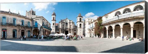 Framed Facade of a cathedral, Plaza De La Catedral, Old Havana, Havana, Cuba Print