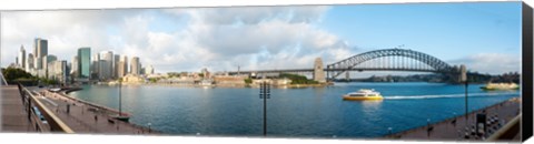 Framed Buildings at waterfront, Circular Quay, The Rocks, Sydney Harbor Bridge, Sydney, New South Wales, Australia 2012 Print