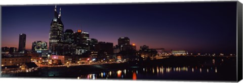 Framed Skylines at night along Cumberland River, Nashville, Tennessee, USA 2013 Print