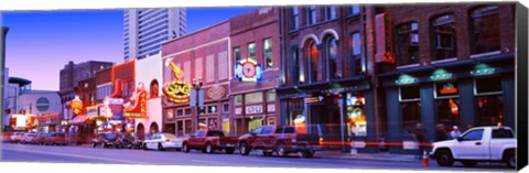 Framed Street scene at dusk, Nashville, Tennessee, USA Print