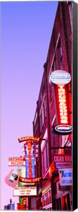 Framed Neon signs at dusk, Nashville, Tennessee, USA Print