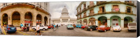 Framed Street View of Government buildings in Havana, Cuba Print