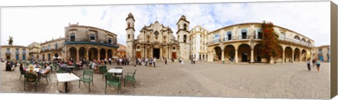 Framed People at Plaza De La Catedral, Cathedral of Havana, Havana, Cuba Print