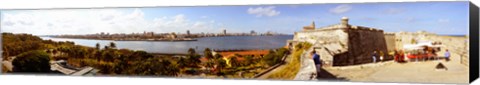 Framed Morro Castle with city at the waterfront, Havana, Cuba Print