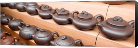 Framed Display of Chinese teapots, Chinatown, Singapore Print