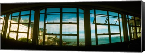 Framed Coast viewed through from a window of Lacerda Elevator, Pelourinho, Salvador, Bahia, Brazil Print