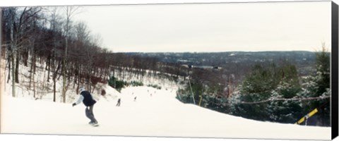 Framed People skiing and snowboarding on Hunter Mountain, Catskill Mountains, Hunter, Greene County, New York State, USA Print