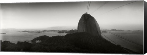 Framed Sugarloaf Mountain at sunset, Rio de Janeiro, Brazill (black and white) Print