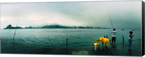 Framed People fishing, Guanabara Bay, Niteroi, Rio de Janeiro, Brazil Print