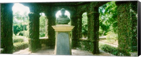 Framed Memorial statue in the house of cedar, Jardim Botanico, Zona Sul, Rio de Janeiro, Brazil Print