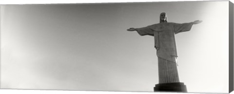 Framed Low angle view of Christ The Redeemer, Corcovado, Rio de Janeiro, Brazil (black and white) Print