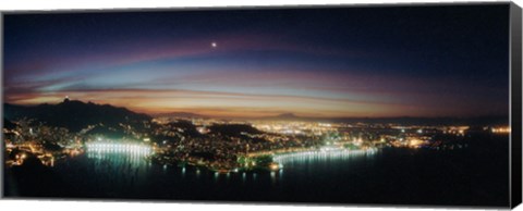 Framed Rio de Janeiro lit up at night viewed from Sugarloaf Mountain, Brazil Print