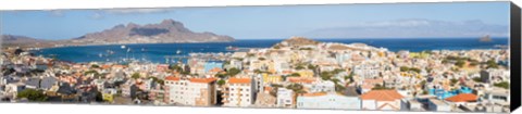 Framed High angle view of city at the waterfront, Mindelo, Sao Vicente, Cape Verde Print