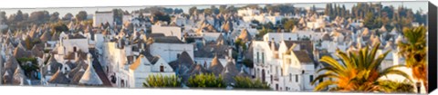 Framed High angle view of trulli houses in town of Alberobello, Bari Province, Puglia, Italy Print