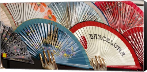 Framed Fans for sale in souvenir shop, Barcelona, Catalonia, Spain Print