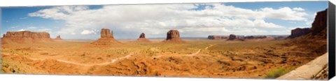 Framed Buttes in a desert, The Mittens, Monument Valley Tribal Park, Monument Valley, Utah, USA Print