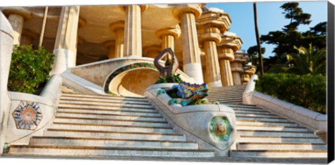 Framed Steps at Park Guell, Barcelona, Catalonia, Spain Print