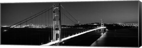 Framed Golden Gate Bridge at Dusk, San Francisco (black &amp; white) Print