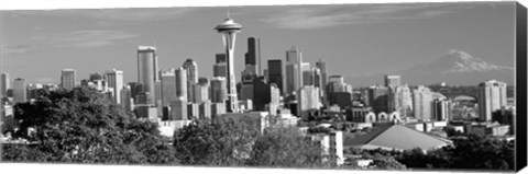 Framed View of city in black and white, Seattle, King County, Washington State, USA 2010 Print