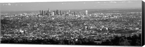 Framed Black and White View of Los Angeles from a Distance Print