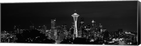 Framed Seattle Space Needle at Night 2010 Print