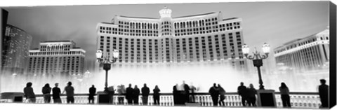 Framed Bellagio Resort And Casino Lit Up At Night, Las Vegas (black &amp; white) Print