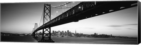 Framed Bay Bridge in black and white, San Francisco Bay, San Francisco, California, USA Print