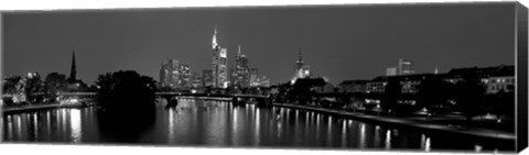 Framed Reflection of buildings in water, Main River, Frankfurt, Hesse, Germany Print