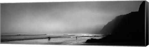 Framed Surfers on the beach, Point Reyes National Seashore, Marin County, California, USA Print