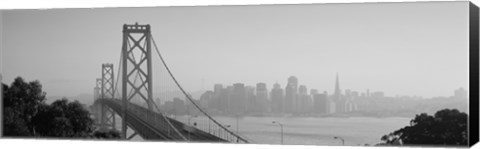 Framed San Francisco Skyline with Bay Bridge (black &amp; white) Print