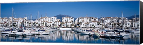 Framed Boats at a harbor, Puerto Banus, Costa Del Sol, Andalusia, Spain Print