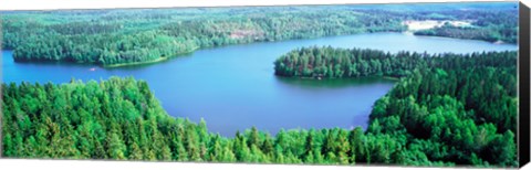 Framed Lakes &amp; forest aerial view Aulanko National Park Finland Print