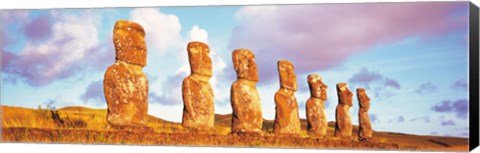 Framed 7 Statues on Easter Island Chile Print