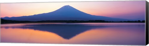 Framed Mt Fuji reflection in a lake, Shizuoka Japan Print