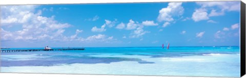Framed Wind Surfers in Cancun Mexico Print