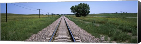 Framed Telephone poles along a railroad track, Custer County, Nebraska Print