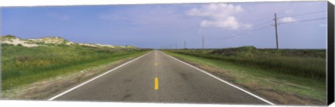 Framed Road passing through a landscape, North Carolina Highway 12, Cape Hatteras National Seashore, Outer Banks, North Carolina, USA Print