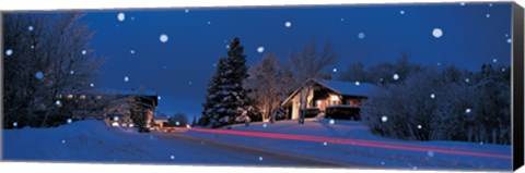 Framed Houses snowfall NH USA Print