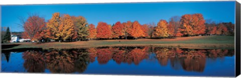 Framed Autumn by the Lake, Laurentide Quebec Canada Print