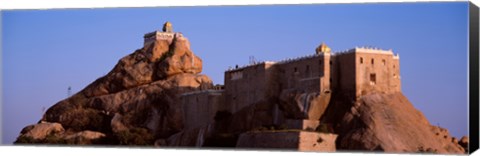 Framed Temple on cliff, Rockfort Ucchi Pillayar Temple, Tiruchirapalli, Tamil Nadu, India Print