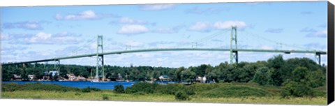 Framed Suspension bridge across a river, Thousand Islands Bridge, St. Lawrence River, New York State, USA Print