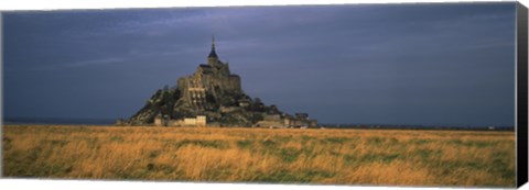 Framed Castle on a hill, Mont Saint-Michel, Manche, Normandy, France Print