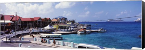 Framed Buildings at the waterfront, George Town, Grand Cayman, Cayman Islands Print