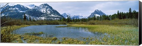 Framed Lake with mountains in the background, US Glacier National Park, Montana, USA Print